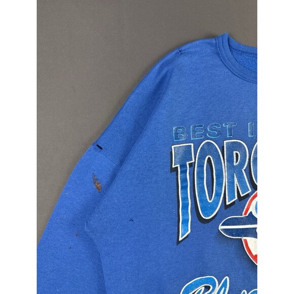 Rare Vintage 90s 1994 Toronto Blue Jays Baseball Blue Crewneck Ravens Sweatshirt - Picture 6 of 16